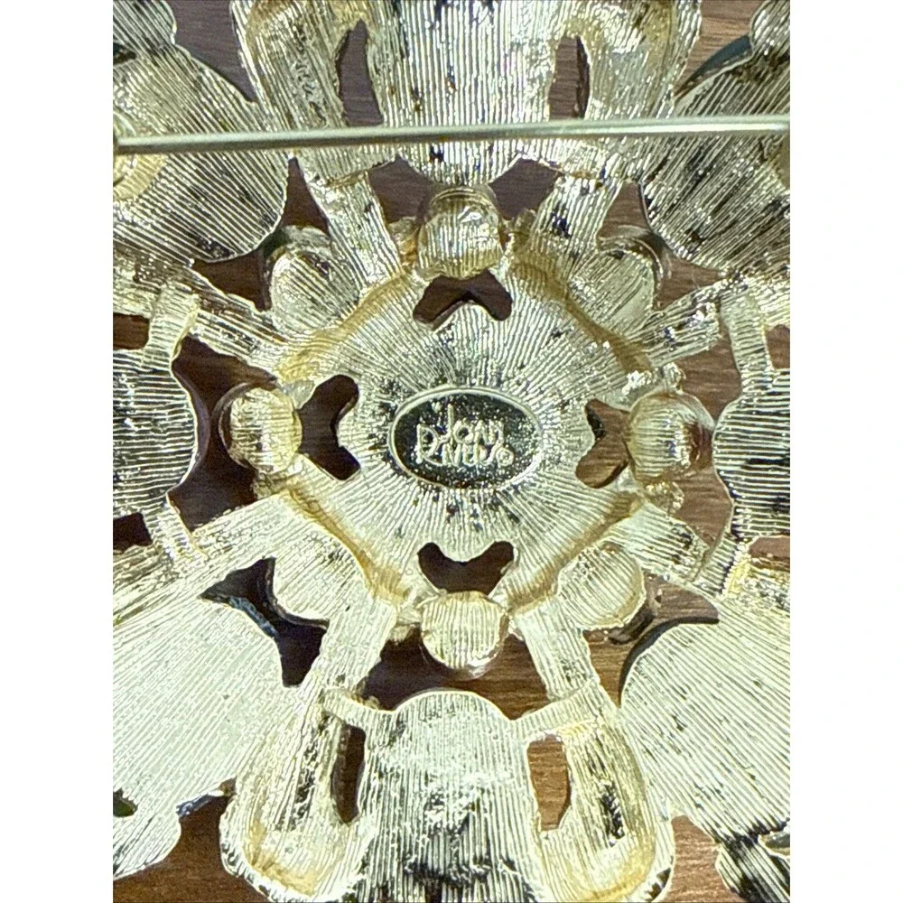 Joan Rivers Gold Tone Multicolor Cabochon Statement Brooch Mogul Maltese Cross